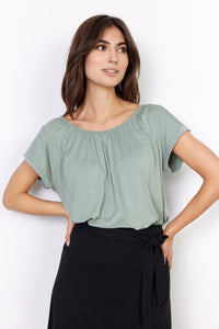Marica Gathered Short Sleeve Top