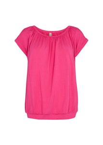 Marica Gathered Short Sleeve Top