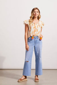 Eco- conscious Rainbow Thread Distressed Jeans