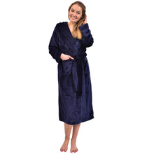 Load image into Gallery viewer, Hooded Plush Robe: Navy or Sangria, Powell River, BC
