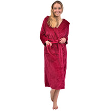 Load image into Gallery viewer, Hooded Plush Robe : Navy or Sangria
