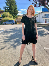 Load image into Gallery viewer, Flocked Black Velvet Dress
